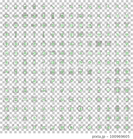 アウトラインのミニビジネスアイコンセット 緑 100969605