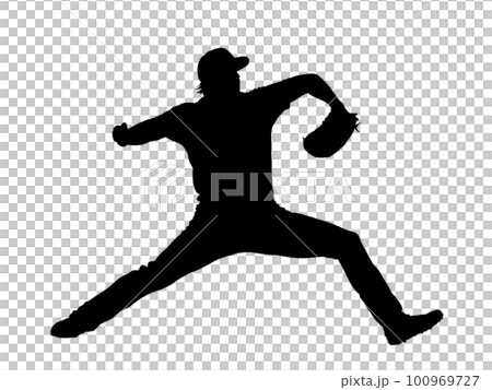 Silhouette of a baseball player throwing a ball - Stock Illustration  [100969727] - PIXTA