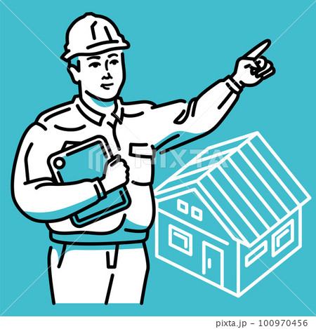 タブレット端末を持つ男性作業員 100970456