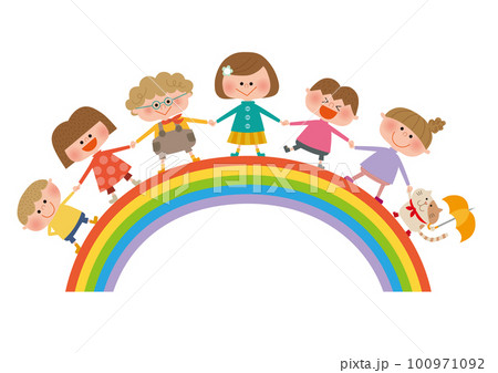 虹と手をつなぐ子どもたち 虹と手をつなぐ子どもたち 100971092