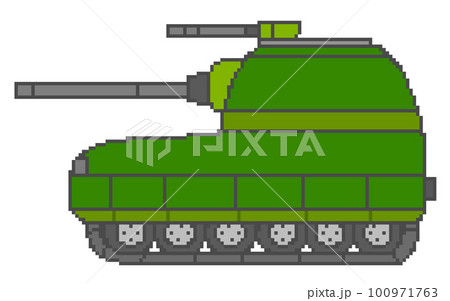 ドット絵_戦車(緑) 100971763