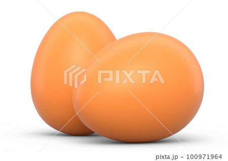 Farm raw organic brown eggs for morning breakfast on white background. 100971964
