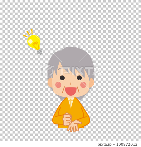 Illustration of a cute senior woman who had an idea, upper body, white background, person, vector Illustration of a cute senior woman who had an idea, upper body, white background, person, vector 100972012