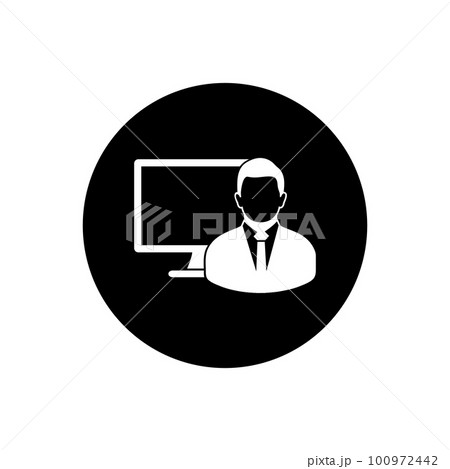 Computer user Icon. Rounded Button style vector EPS. 100972442
