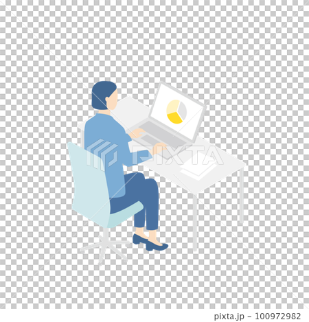 Business woman working at desk laptop computer 100972982