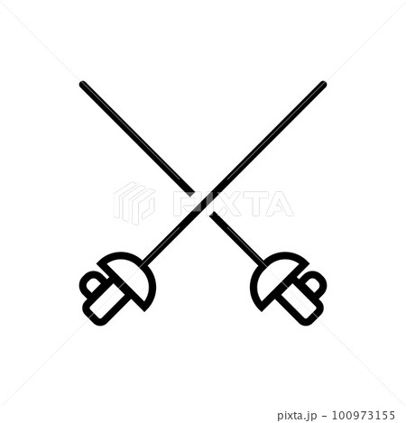 クロスしたフェンシングのエペアイコン。ベクター。 100973155
