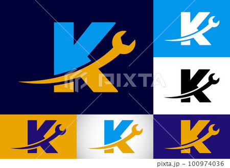 Graphic alphabet with wrench. Logo for mechanical, technology, repair service , automotive business 100974036