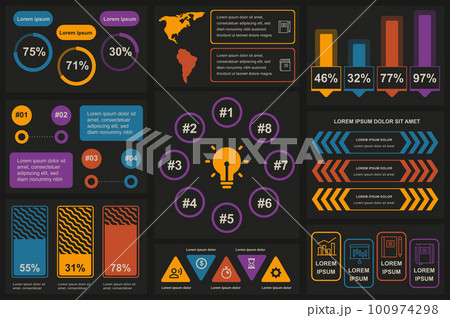Set of infographic elements data visualization vector design template. Can be used for steps, options, business process, workflow, diagram, flowchart concept, timeline, marketing icons, info graphics. 100974298