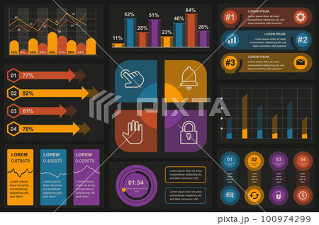 Set of infographic elements data visualization vector design template. Can be used for steps, options, business process, workflow, diagram, flowchart concept, timeline, marketing icons, info graphics. Set of infographic elements data visualization vector design template. Can be used for steps, options, business process, workflow, diagram, flowchart concept, timeline, marketing icons, info graphics. 100974299