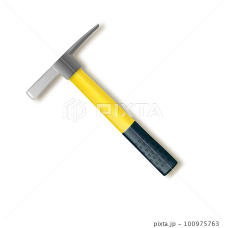 Realistic masons hammer with fiberglass handle. Vector industrial workers tool. Equipment for repair, contract and locksmith work. Vector . Realistic masons hammer with fiberglass handle. Vector industrial workers tool. Equipment for repair, contract and locksmith work. Vector . 100975763