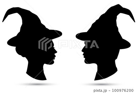 Wizard woman and man vector profile icons Wizard woman and man vector profile icons 100976200