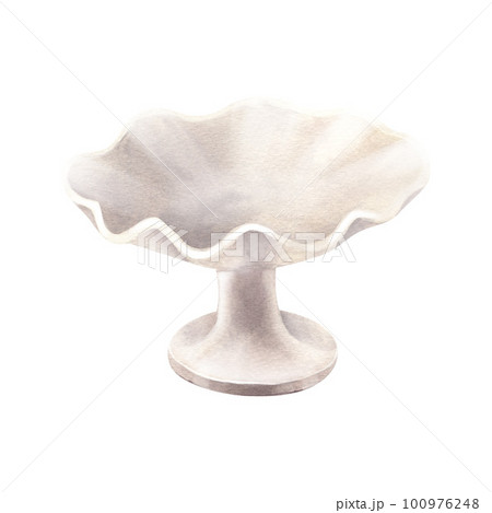 Watercolor empty ceramic round plate porcelain, ceramic plate front side view. Hand-drawn illustration isolated on white background. Perfect for food menu, food drawing, a bakery or cafe Watercolor empty ceramic round plate porcelain, ceramic plate front side view. Hand-drawn illustration isolated on white background. Perfect for food menu, food drawing, a bakery or cafe 100976248