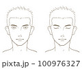 若い男性の顔の線画イラスト 100976327