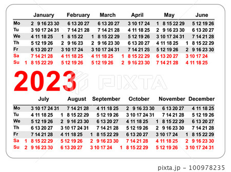 2023 pocket calendar grid template isolated on white vector 2023 pocket calendar grid template isolated on white vector 100978235