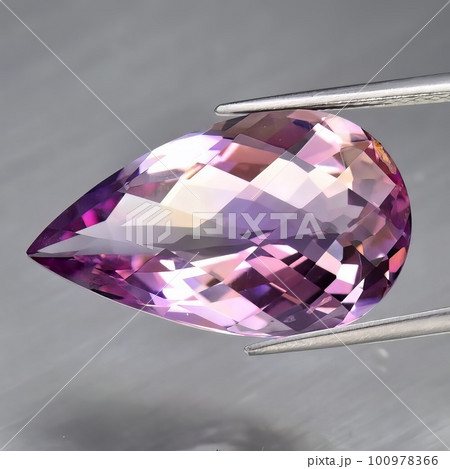 Natural gemstone bicolor ametrine isolated on white background Natural gemstone bicolor ametrine isolated on white background 100978366