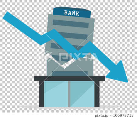 銀行破綻 倒産 金融危機 ベクターイラスト	 100978715
