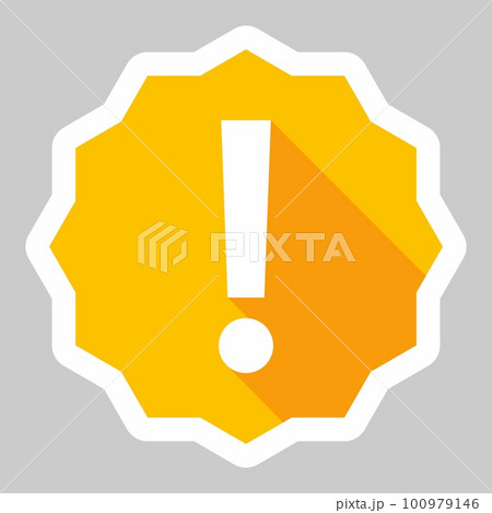 Exclamation mark, Attention sign, Caution icon, Hazard warning symbol, vector mark symbols Yellow style. White stroke design. Isolated icon. 100979146
