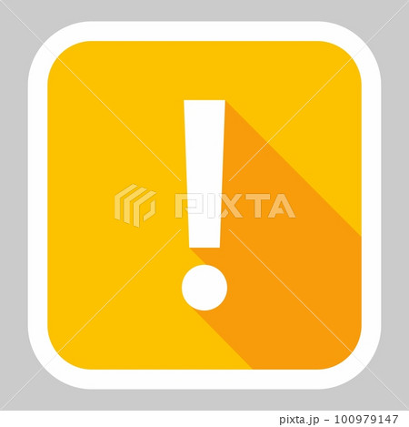 Exclamation mark, Attention sign, Caution icon, Hazard warning symbol, vector mark symbols Yellow style. White stroke design. Isolated icon. 100979147