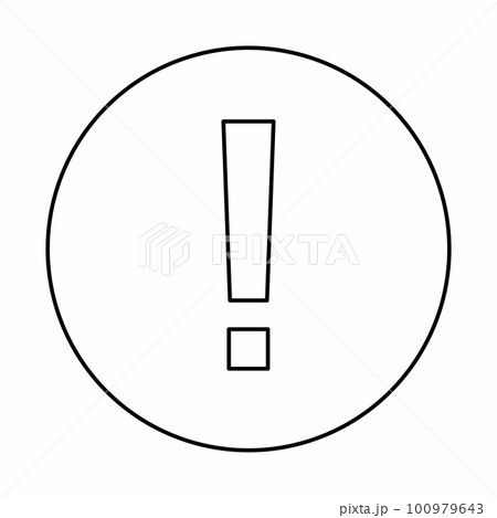 Exclamation mark, Attention sign, Caution icon, Hazard warning symbol, vector mark symbols. Black outline design. Isolated icon. Exclamation mark, Attention sign, Caution icon, Hazard warning symbol, vector mark symbols. Black outline design. Isolated icon. 100979643