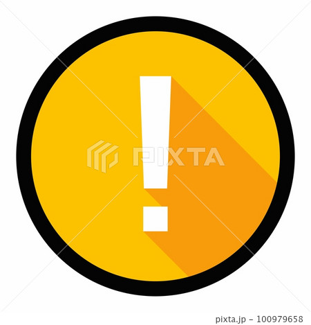 Exclamation mark, Attention sign, Caution icon, Hazard warning symbol, vector mark symbols Yellow style. Black stroke design. Isolated icon. 100979658