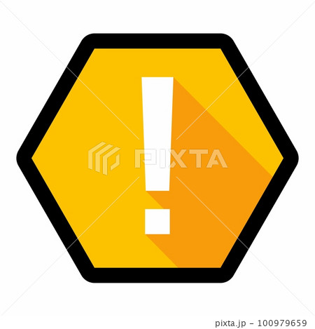 Exclamation mark, Attention sign, Caution icon, Hazard warning symbol, vector mark symbols Yellow style. Black stroke design. Isolated icon. 100979659