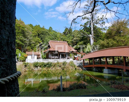 秋の福成寺と池　（広島県東広島市） 100979919