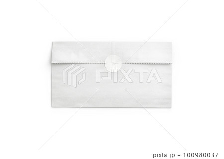 Blank white rectangle paper bag with sticker mockup, top view Blank white rectangle paper bag with sticker mockup, top view 100980037