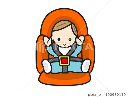 チャイルドシートに座る赤ちゃん チャイルドシートに座る赤ちゃん 100980159