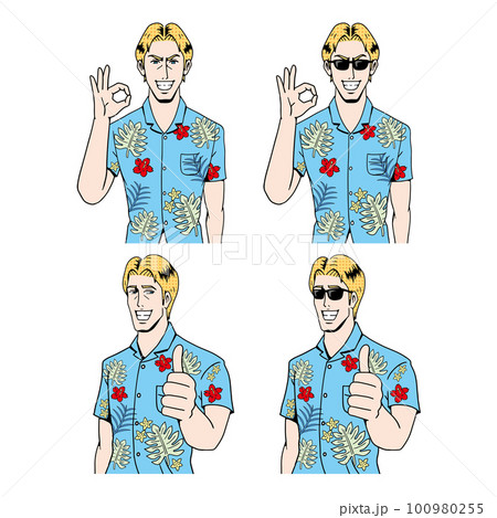 ハワイアンシャツの白人 ハワイアンシャツの白人 100980255