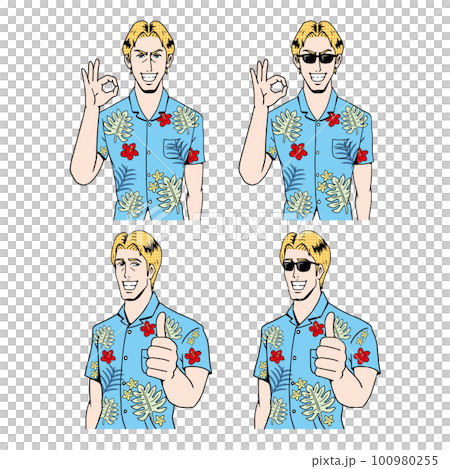 ハワイアンシャツの白人 ハワイアンシャツの白人 100980255