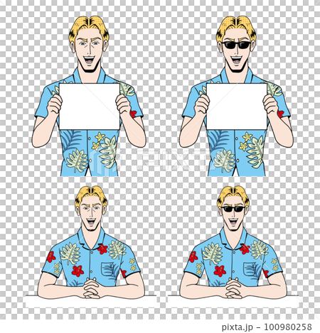 穿夏威夷襯衫的白人 穿夏威夷襯衫的白人 100980258