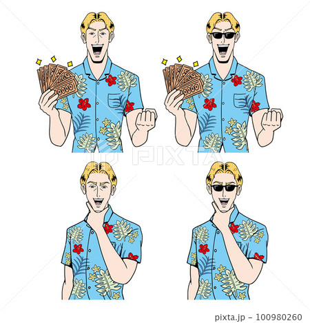 ハワイアンシャツの白人 ハワイアンシャツの白人 100980260