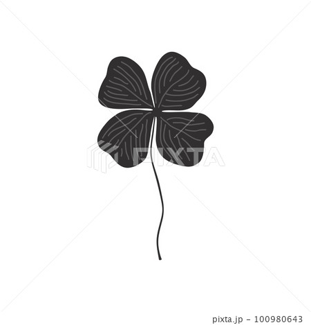 Cartoon doodle four-leaf clover icon. Vector isolated illustration. Cartoon doodle four-leaf clover icon. Vector isolated illustration. 100980643