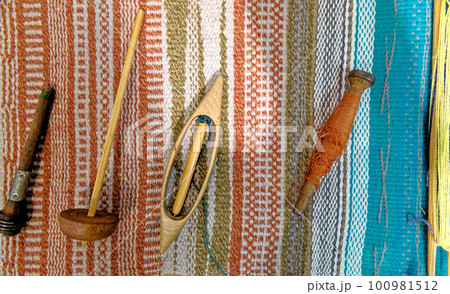 Wooden Loom Tools at Tudor House Museum Worcester - United Kingdom 100981512