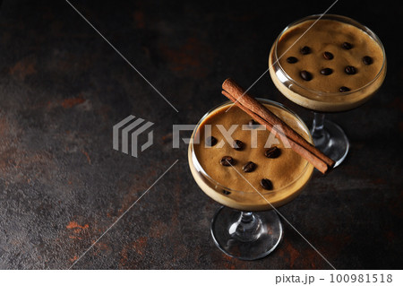 Espresso martini cocktail, delicious alcohol drink, space for text Espresso martini cocktail, delicious alcohol drink, space for text 100981518