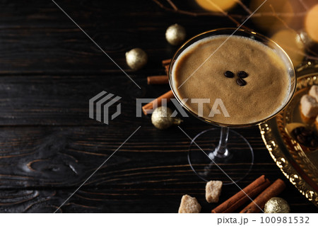 Espresso martini cocktail, delicious alcohol drink, space for text Espresso martini cocktail, delicious alcohol drink, space for text 100981532