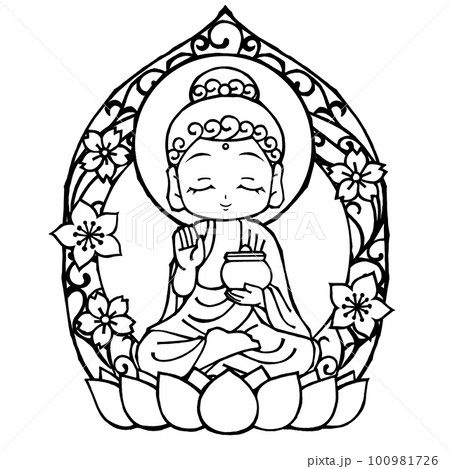 薬師如来（モノクロ 100981726