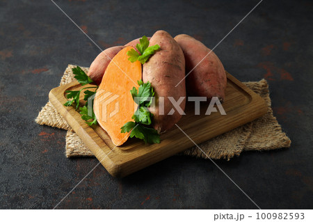 Concept of vegetables, tasty sweet potato, Batat 100982593