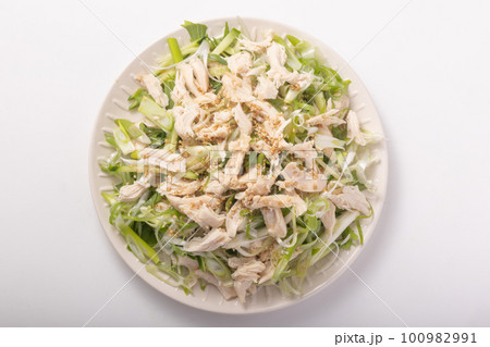 九条ねぎと蒸し鶏ササミのサラダ 九条ねぎと蒸し鶏ササミのサラダ 100982991