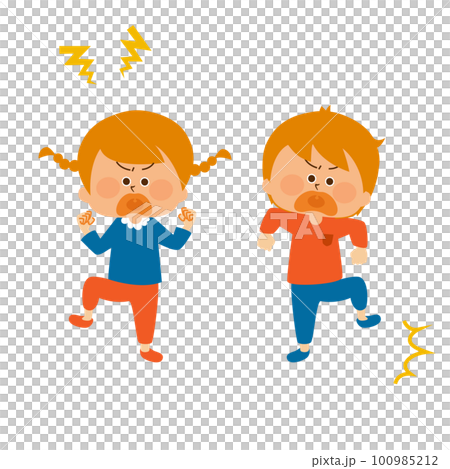 氣得直跺腳的孩子插畫素材 100985212