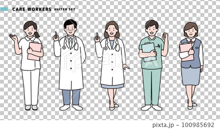 Medical worker/welfare person set whole body color 100985692