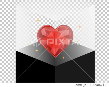 陳列櫃中陳列的心形珠寶 100986210