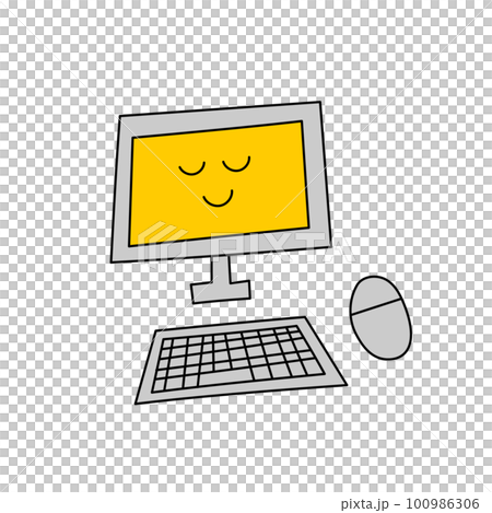 スリープ状態のパソコンのラフなイラスト 100986306