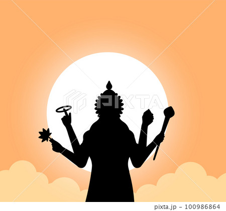 indian god lord vishnu. ethnic deity of Hinduism mythology. vector illustration design 100986864