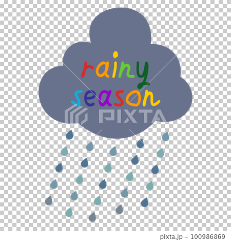雨雲與雨季文本的插圖 100986869
