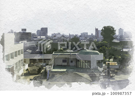 水彩画風　松阪　松阪市障害者福祉センター　三重県松阪市 100987357