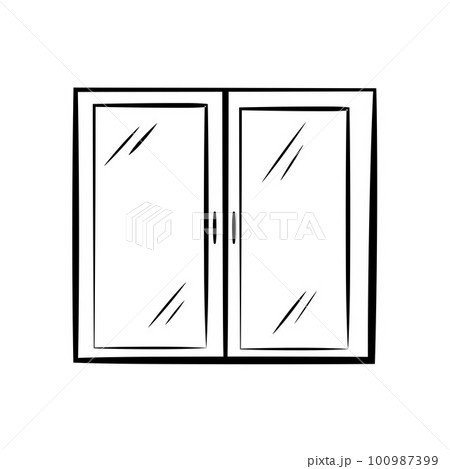 Window close sketch, hand drawing vector illustration isolated on white background Window close sketch, hand drawing vector illustration isolated on white background 100987399