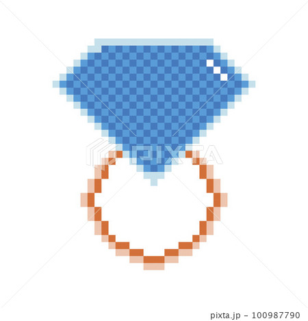 Ring with diamond, pixel art. 100987790