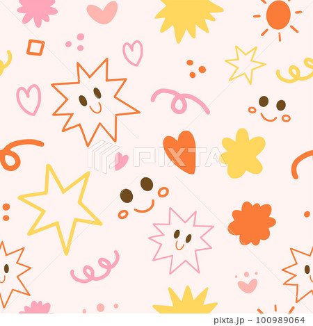 Doodle abstract handdrawn seamless pattern background. Design for template, book cover, poster, wallpaper 100989064