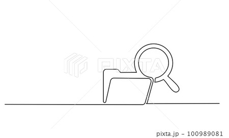 Paper document folder file with magnifying glass 100989081